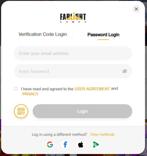 To top up this game, we need to log into your account. Login is only possible through a Farlight Games linked account. Codes run out quickly, so we ask for your password — you can change it after receiving your top-up.
